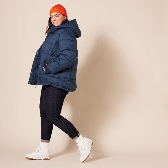 Women's Quilted Hooded Puffer Coat Plus Size Water-Resistant Warm Jacket - Picture 8 of 8